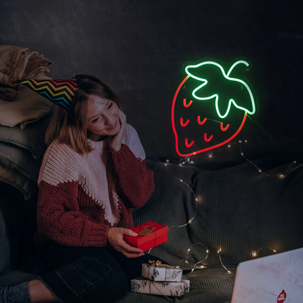 Strawberry 5V USB LED Neon Sign - Budget Friendly