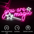 you are magic – Trollstav och stjärnor – LED-neonskylt (5 V USB)