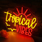 Tropical VIBES – Aurinko ja linnut – LED-neonkyltti (5 V USB)