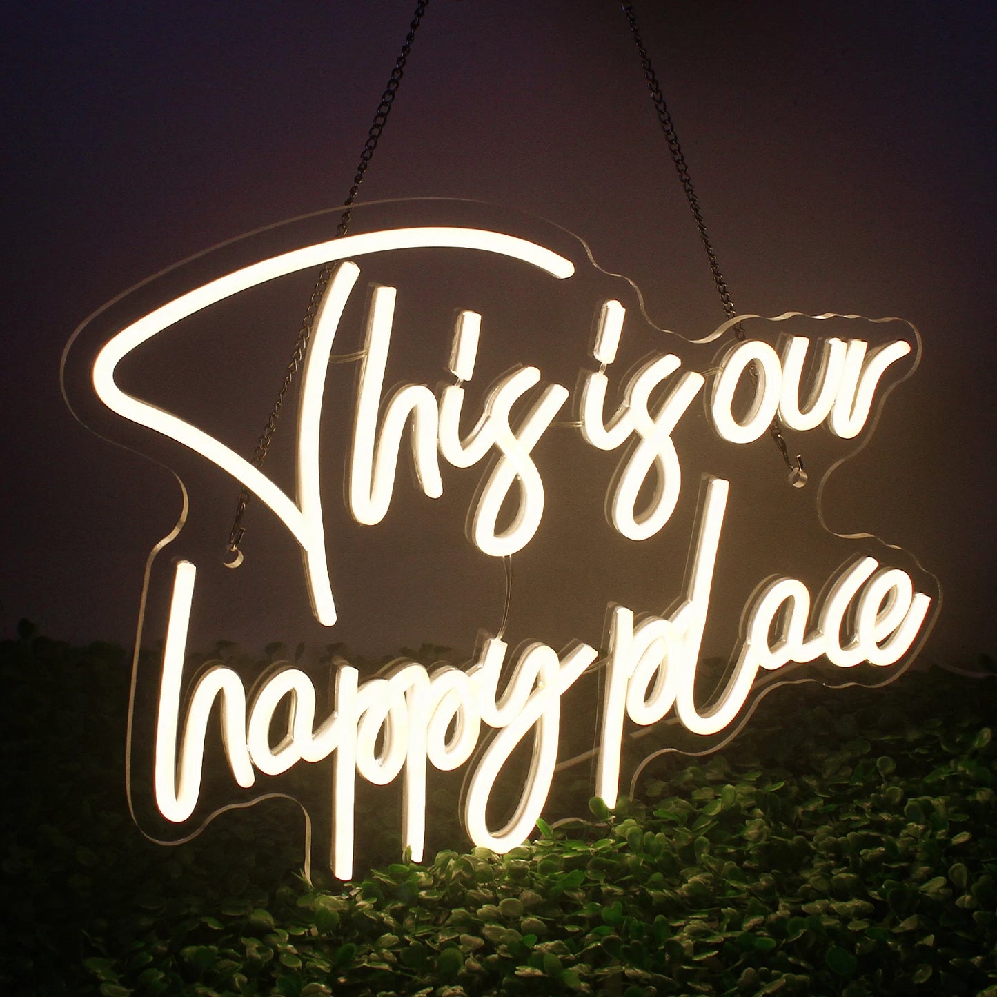 This is our happy place 5V Mini USB LED Neon Sign - Budget Friendly