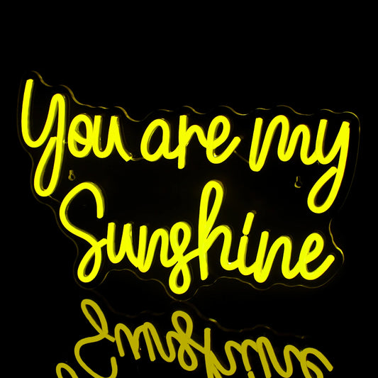 The image features a "You Are My Sunshine" LED neon sign in bright, warm white light.