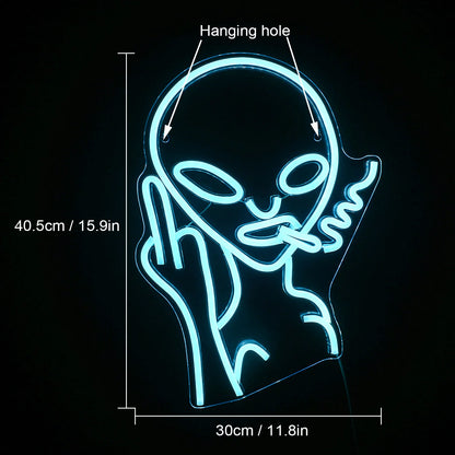 Smoking Alien 5V Mini USB LED Neon Sign - Budget Friendly