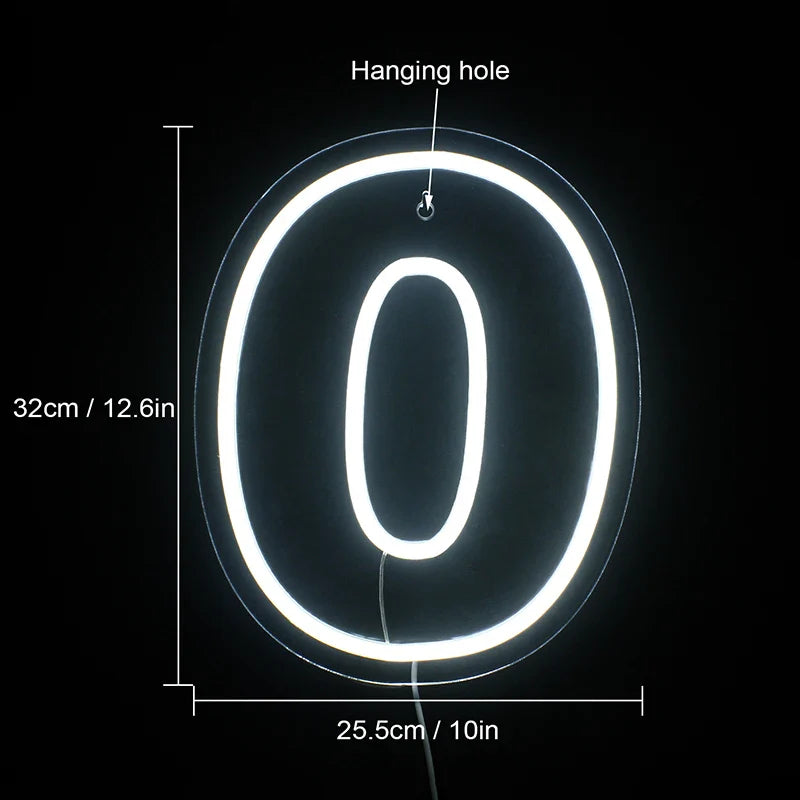 Syntymäpäivänumerot 0–9 – LED-neonkyltti (5 V USB)