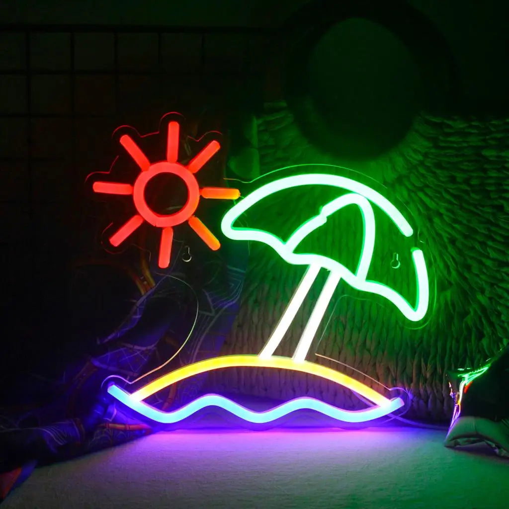 Beach Sun – LED-neonkyltti (5 V USB)