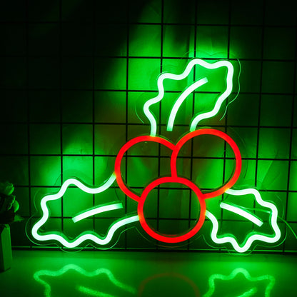 Christmas Decoration Holly Fruit 5V Mini USB LED Neon Sign - Budget Friendly