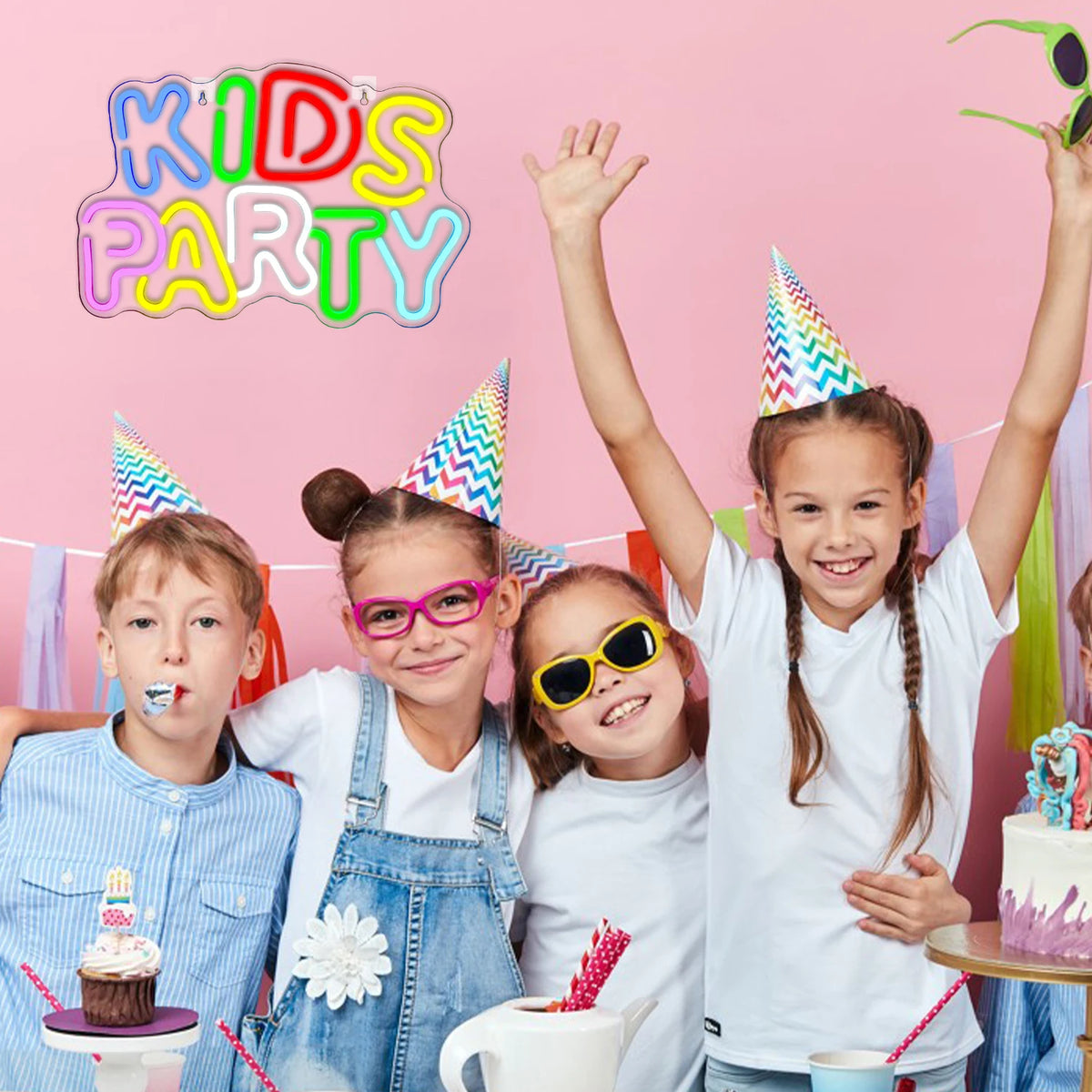 Kids Party – LED-neonkyltti (5 V USB)