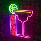 OPEN – Cocktaillasi – LED-neonvalomainos (5 V USB)