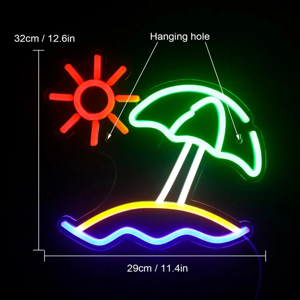 Beach Sun 5V Mini USB LED Neon Sign - Budget Friendly