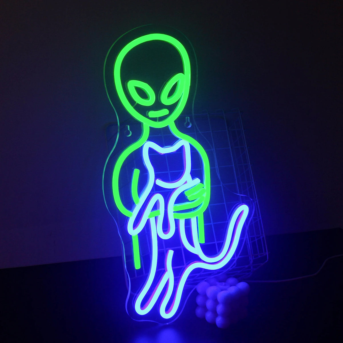 Vihreä avaruusolento – LED-neonkyltti (5 V USB)