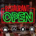 Restaurant OPEN – LED-neonvalomainos (5 V USB)