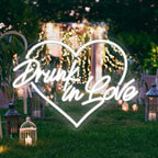 Drunk in Love – Sydämen ääriviiva – LED-neonkyltti (5 V USB)
