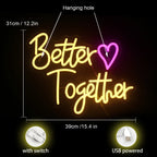 Better Together Heart 5V USB LED Neon Sign - Budget Friendly