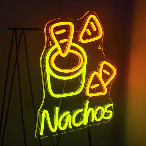 Nachos – Tortillalastut ja dippi – LED-neonvalomainos (5 V USB)