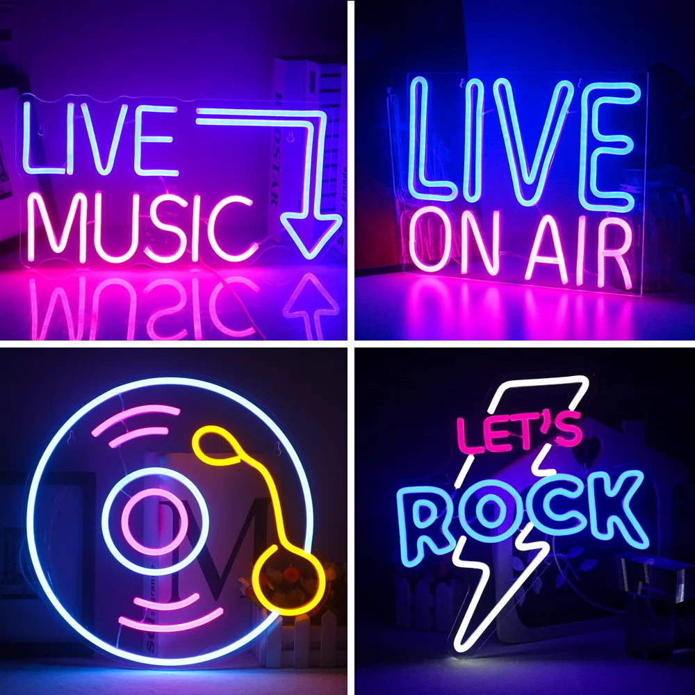 Live Music 5V Mini USB LED Neon Sign - Budget Friendly