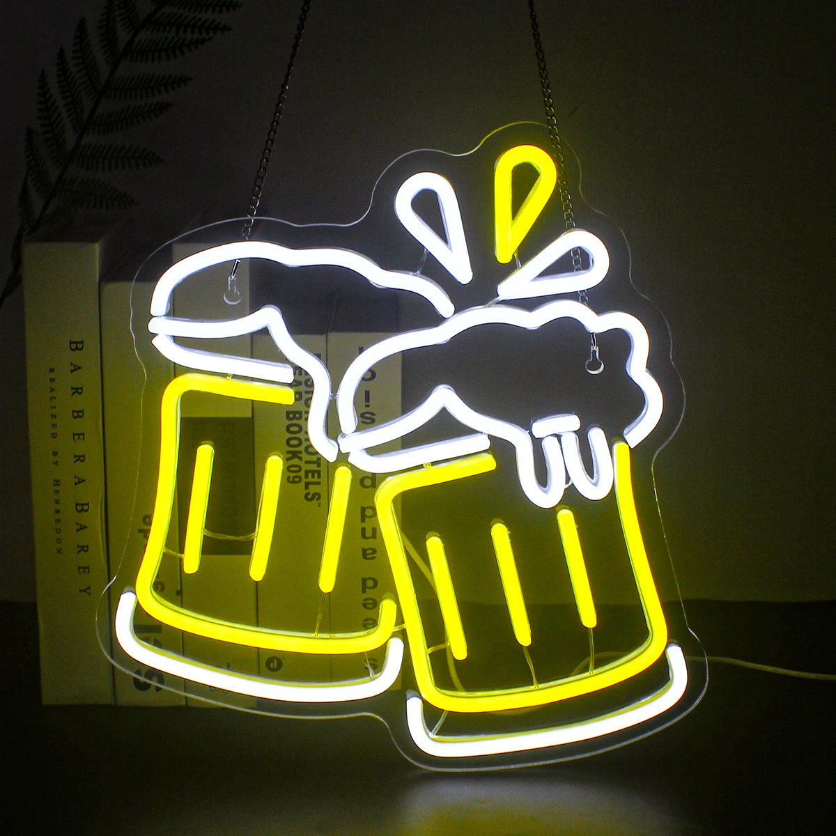 Kippistävät olutlasit – LED-neonvalomainos (5 V USB)