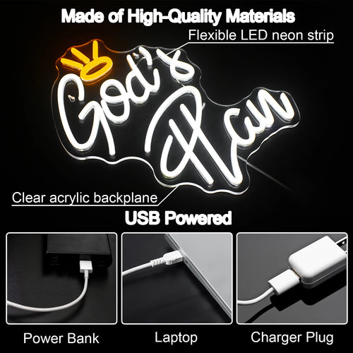 God's Plan Letter – LED-neonkyltti (5 V USB)