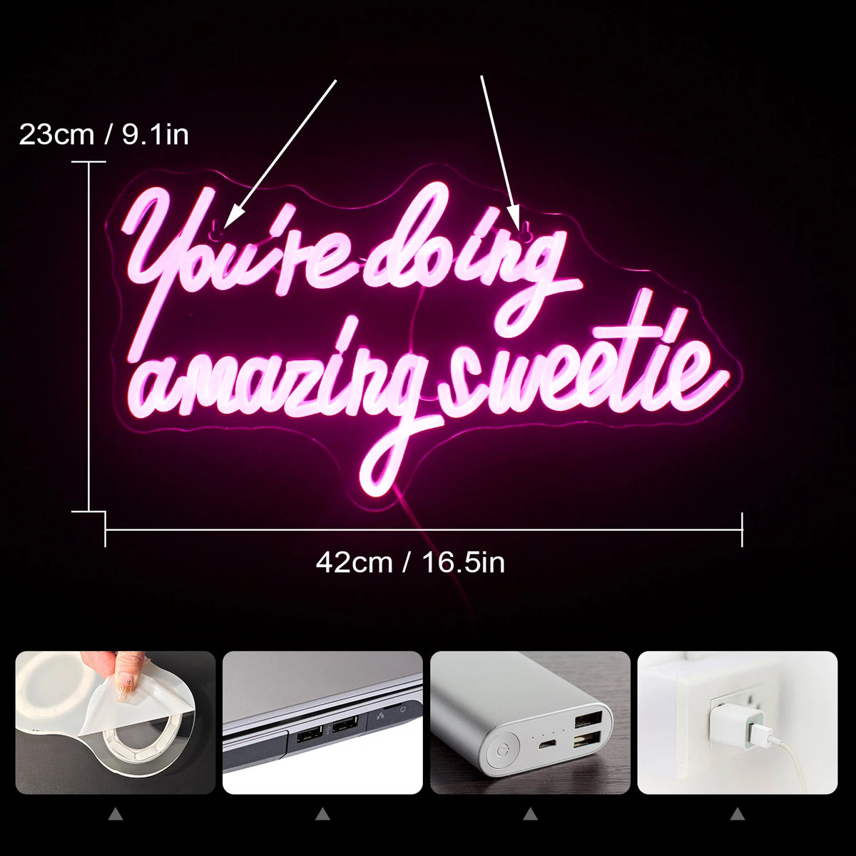 You're Doing Amazing Sweetie – LED-neonkyltti (5 V USB)