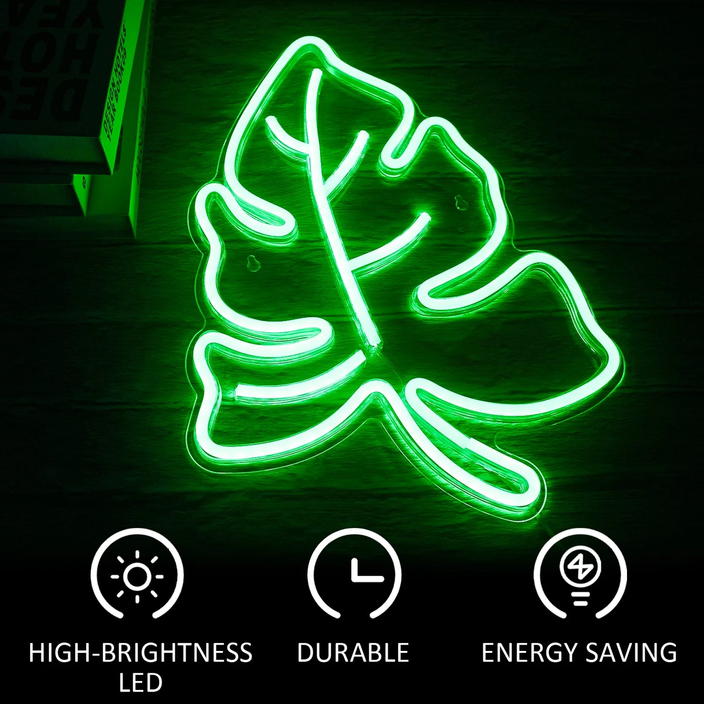 Green Leaf 5V Mini USB LED Neon Sign - Budget Friendly