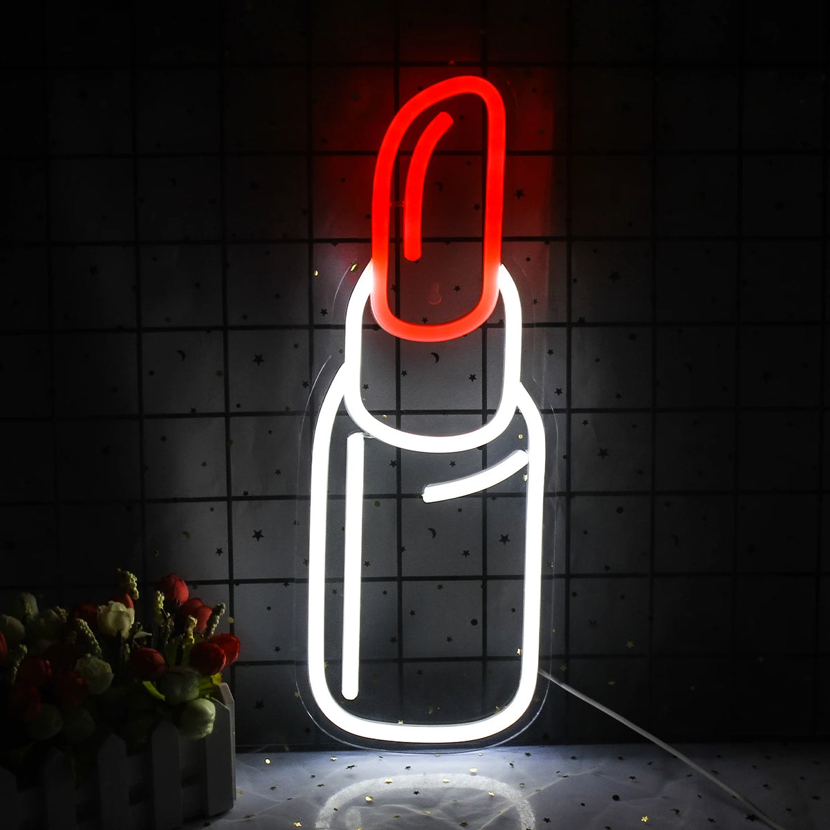 Huulipuna – LED-neonkyltti (5 V USB)