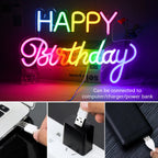 HAPPY Birthday – Värikkäät LED-kirjaimet – valokyltti (5 V USB)