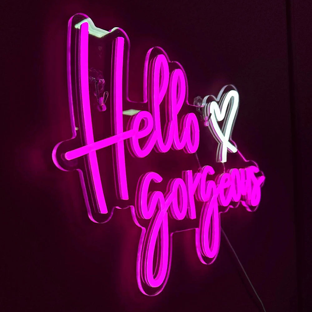 Hello Gorgeous 5V Mini USB LED Neon Sign - Budget Friendly