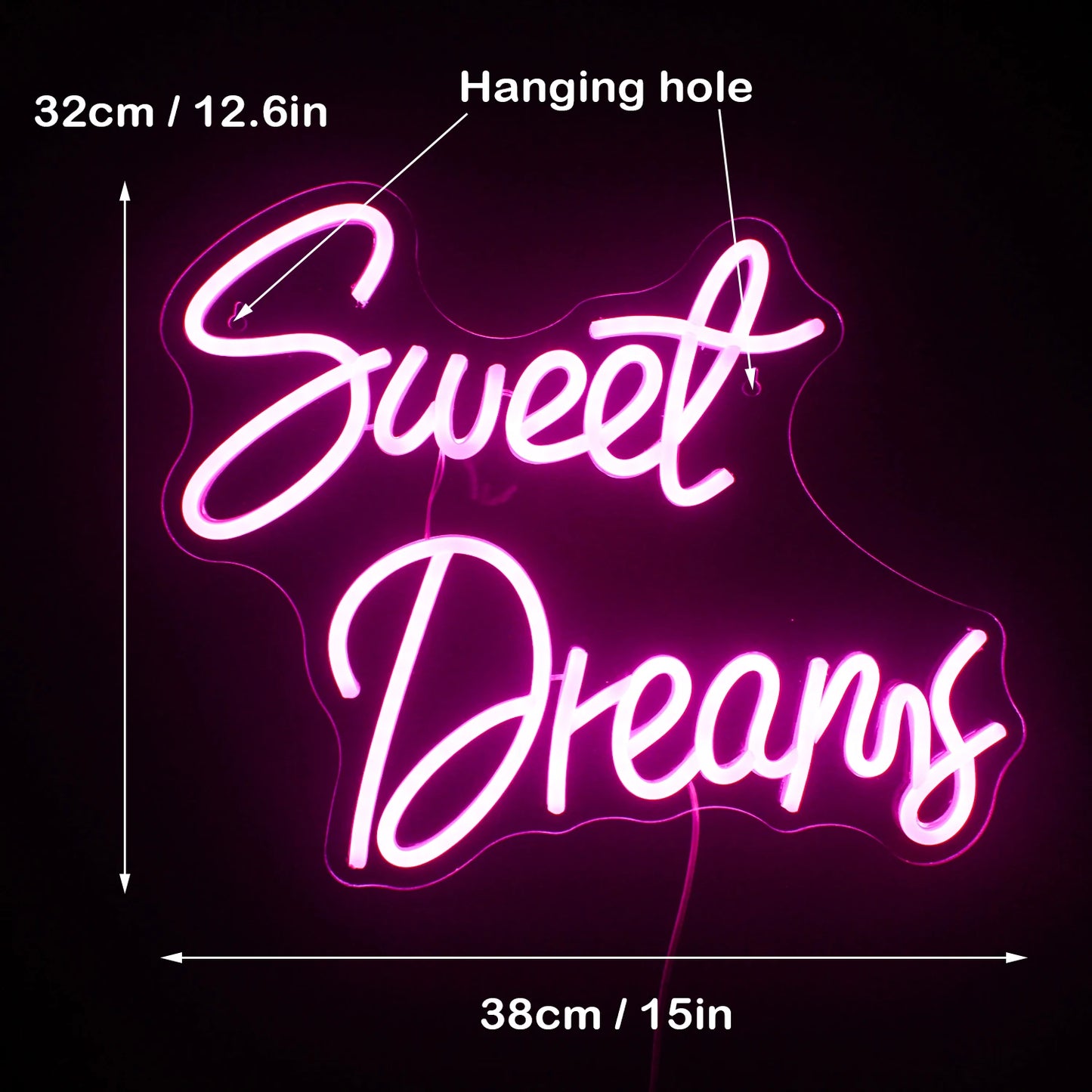 Sweet Dreams 5V Mini USB  LED Neon Sign - Budget Friendly