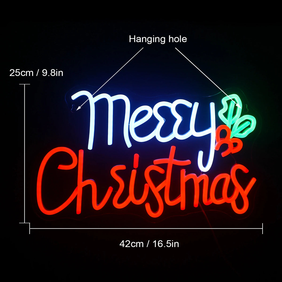 Merry Christmas – Orjanlaakeri – LED-neonkyltti (5 V USB)