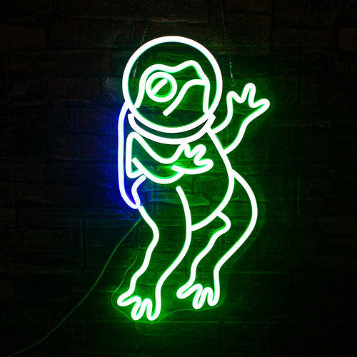 Vihreä sammakko – LED-neonkyltti (5 V USB)