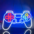 A vibrant LED neon sign featuring the word "Gamer" in bold, uppercase letters.