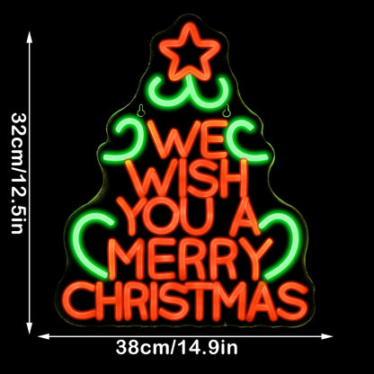 We Wish You A Merry Christmas 5V Mini USB LED Neon Sign - Budget Friendly