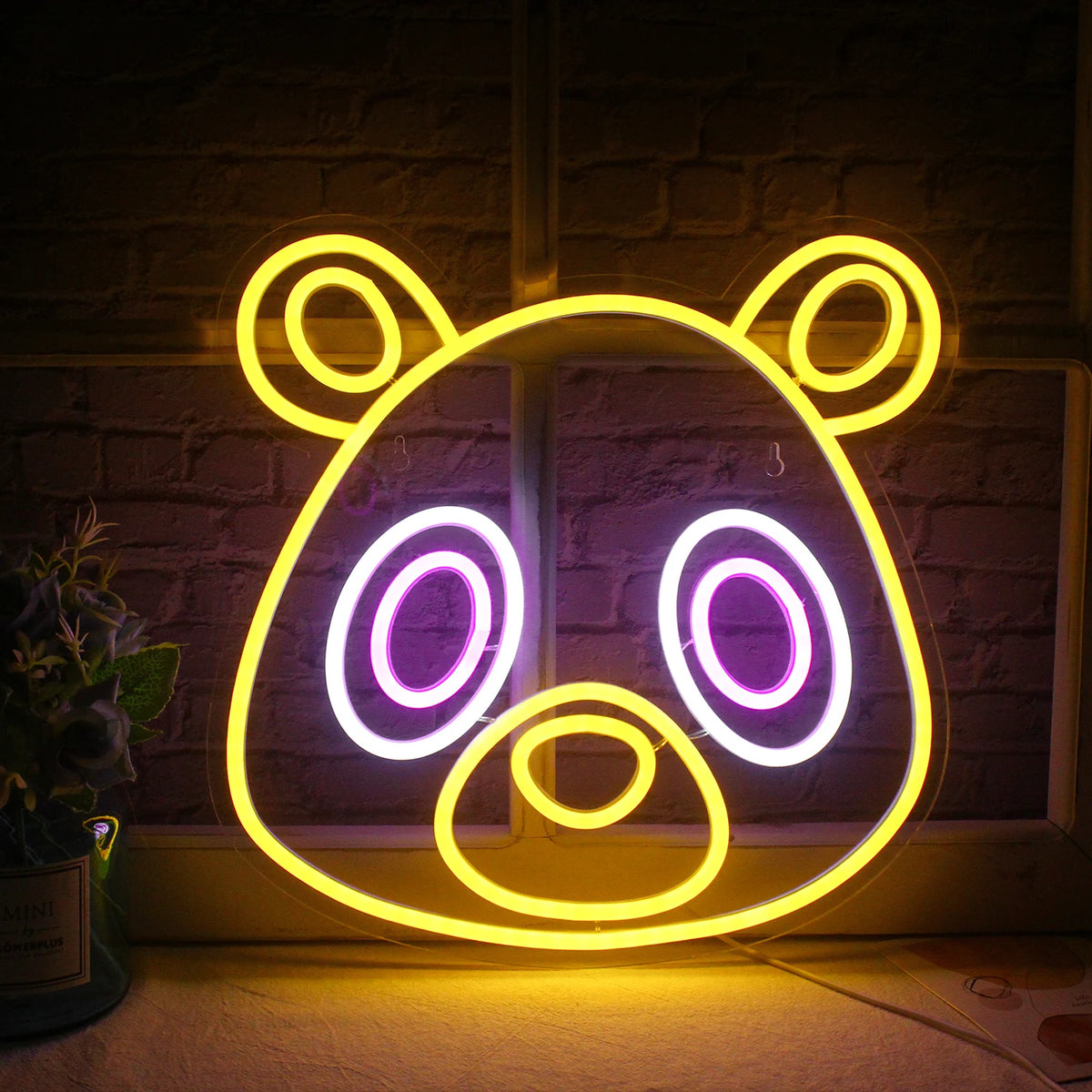 Karhu anime-tyyliin – LED-neonkyltti (5 V USB)