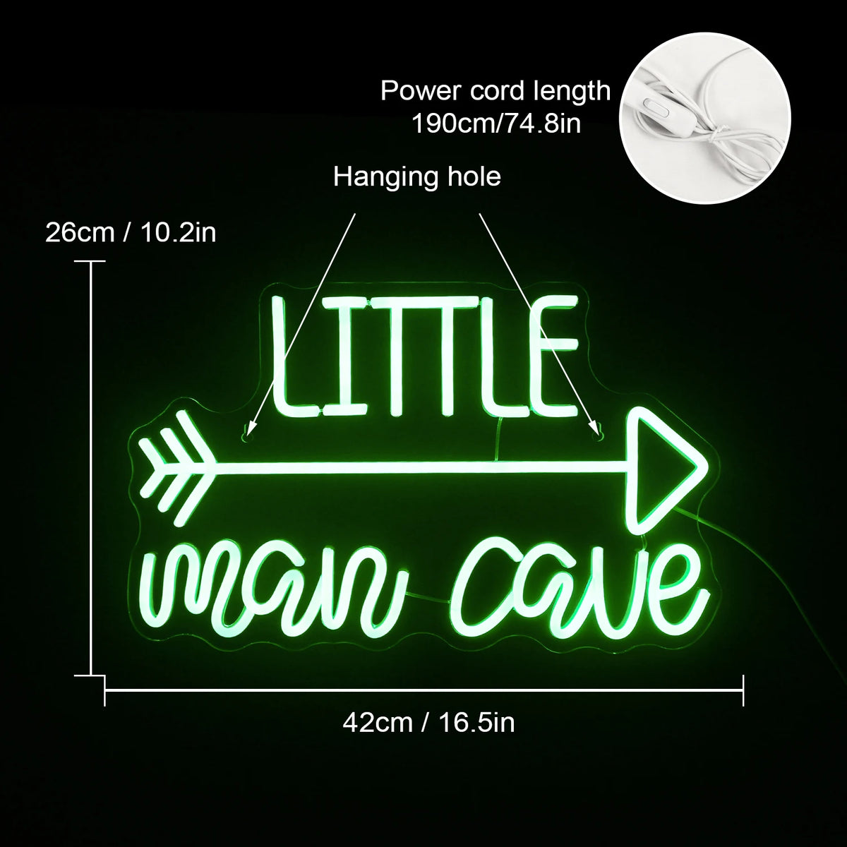 LITTLE man cave – Nuoli – LED-neonkyltti (5 V USB)