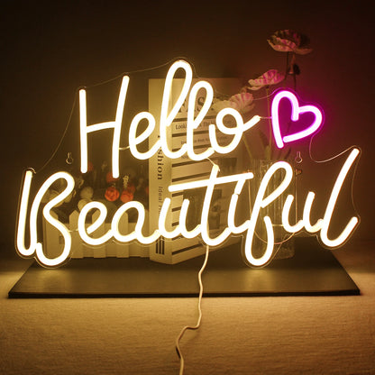 Hello Beautiful 5V Mini USB LED Neon Sign - Budget Friendly