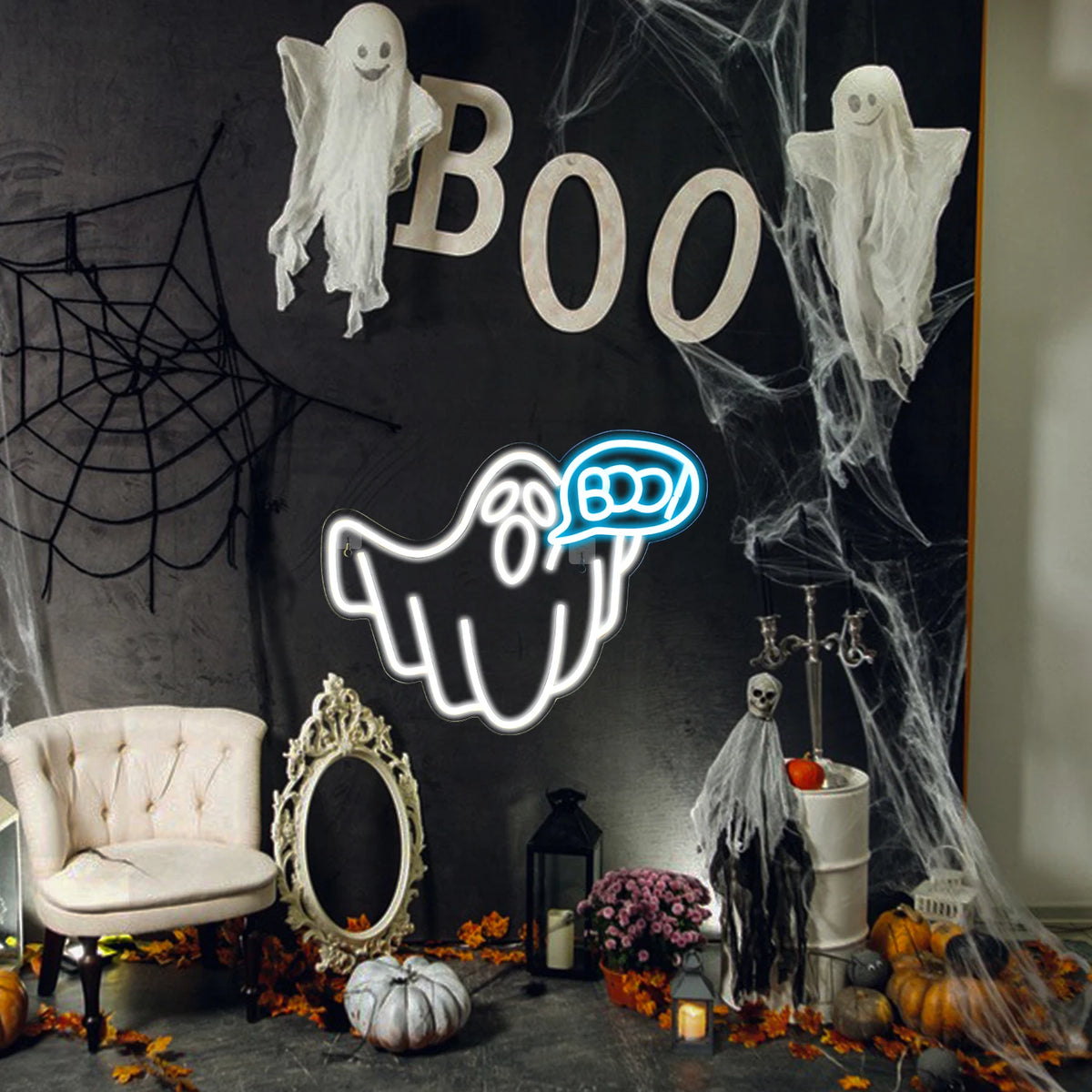 Boo – Kuplakirjaimet – LED-neonkyltti (5 V USB)