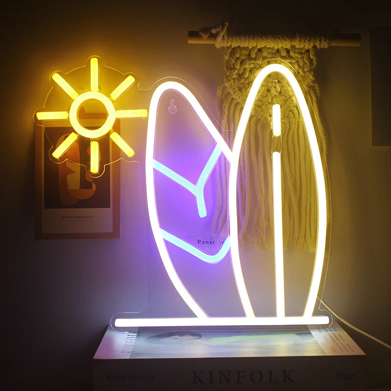 Sun Surfboard 5V Mini USB  LED Neon Sign - Budget Friendly