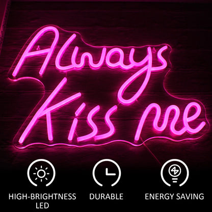 Always Kiss Me Pink 5V Mini USB LED Neon Sign - Budget Friendly