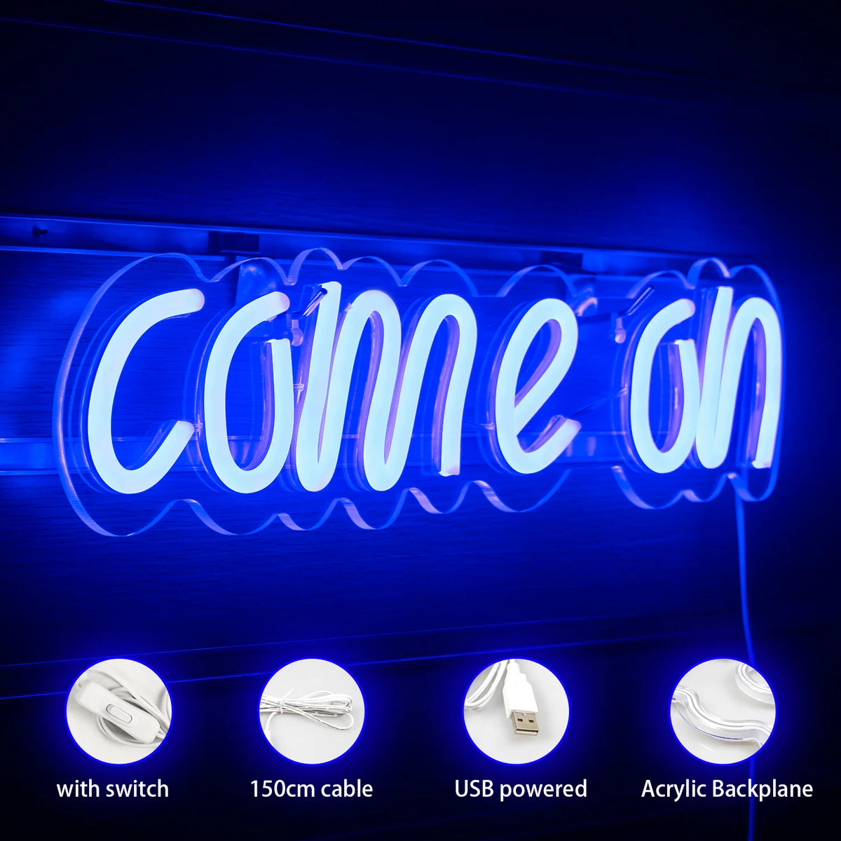 Come On – LED-neonkyltti (5 V USB)