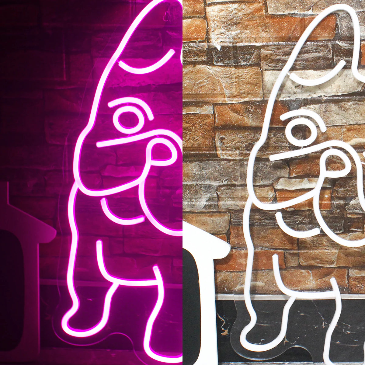Vaaleanpunainen koira – LED-neonkyltti (5 V USB)