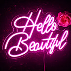 Hello Beautiful – Kaunokirjoitustyyli – LED-neonvalomainos (5 V USB)