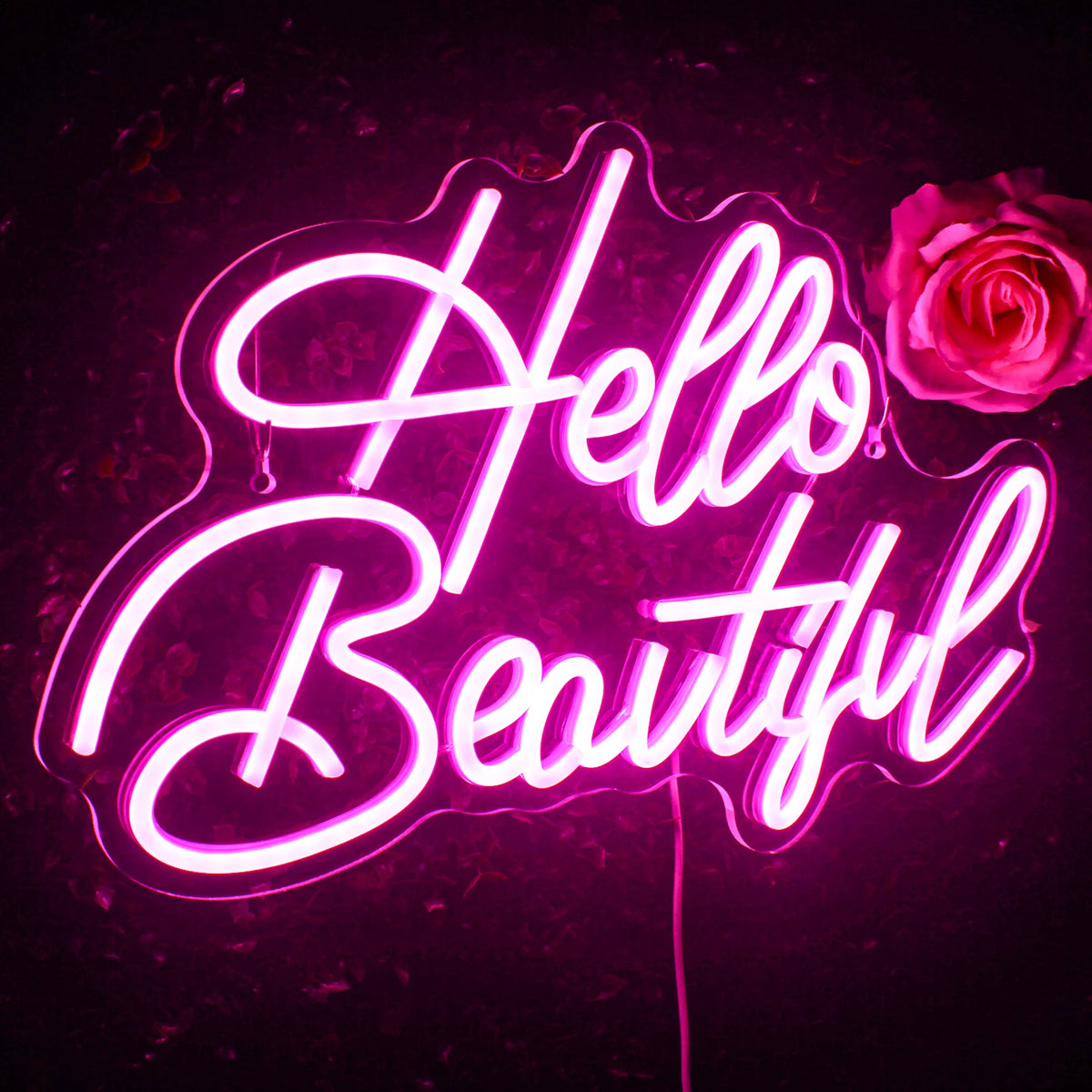 Hello Beautiful – Kaunokirjoitustyyli – LED-neonvalomainos (5 V USB)