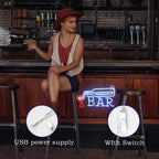 BAR – Lasin täyttävä viinipullo – LED-neonvalomainos (5 V USB)