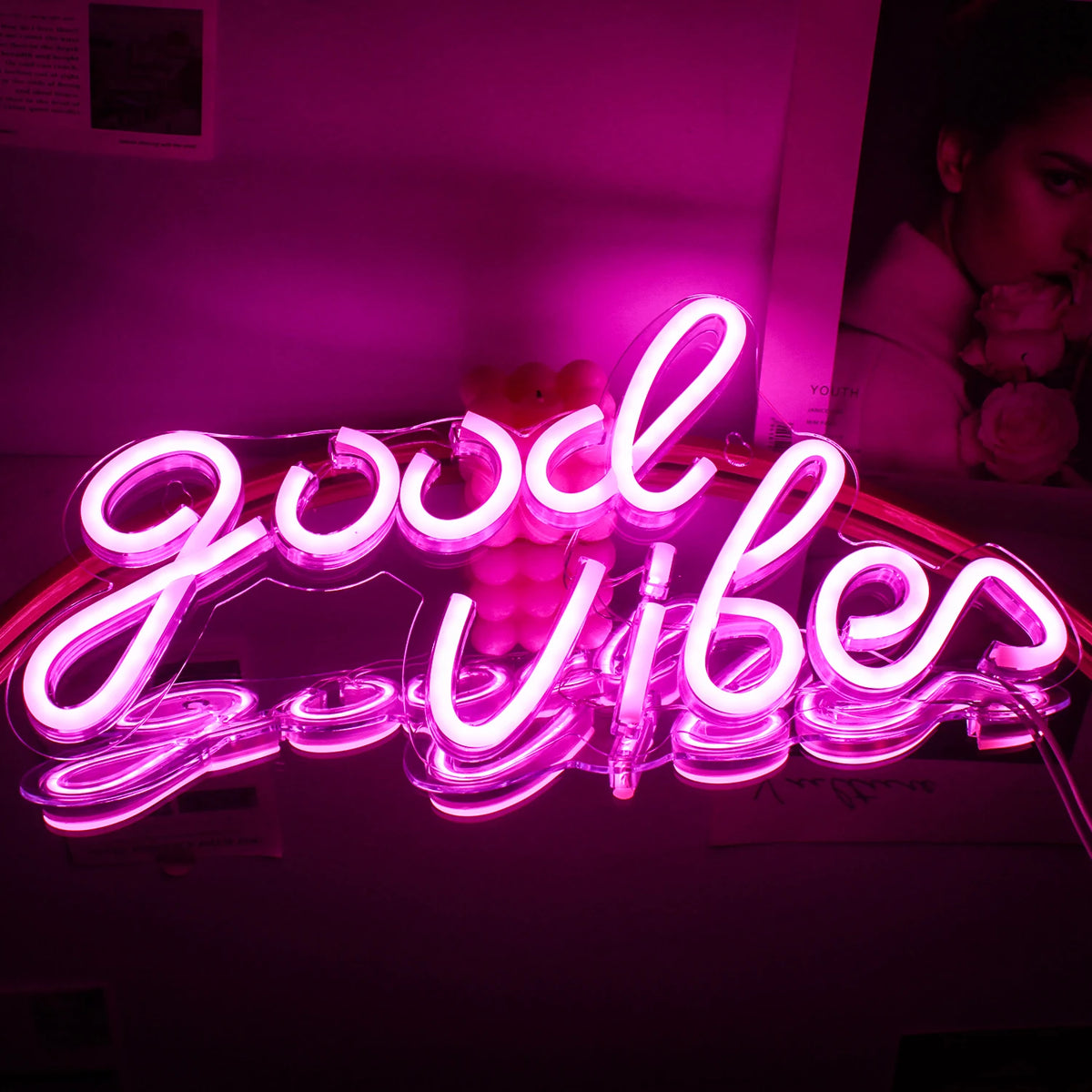 Good Vibes 5V USB LED Neon Sign - Budget Friendly