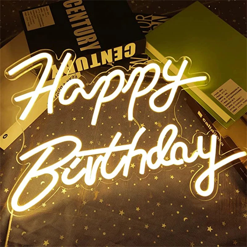 Happy Birthday – LED-neonkyltti (5 V USB)