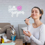 Hello Gorgeous – Sydän – LED-neonvalomainos (5 V USB)