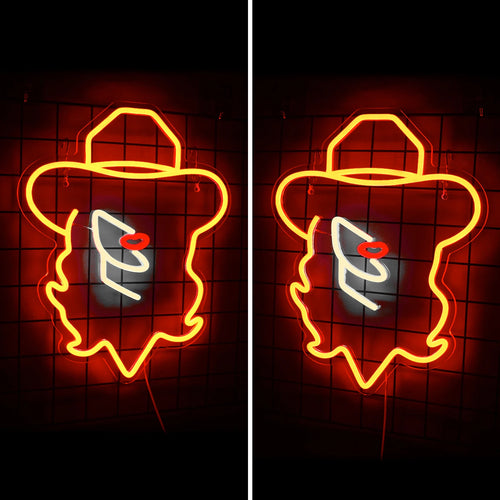 Cowgirl-hatut – LED-neonkyltti (5 V USB)