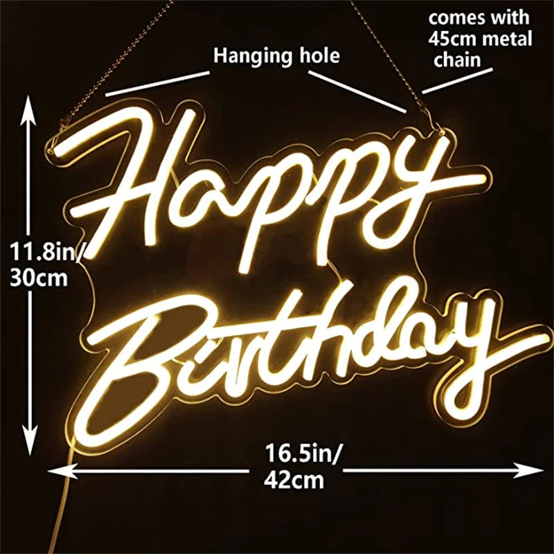 Happy Birthday – LED-neonkyltti (5 V USB)