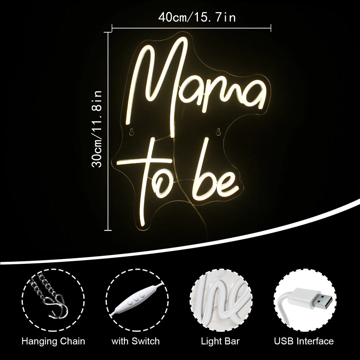 Mama to Be – LED-neonkyltti (5 V USB)