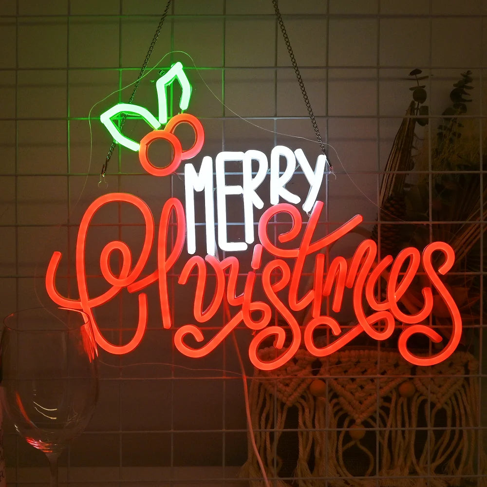 Kuvassa on eloisa ja juhlava "Merry Christmas" LED-valokuva.