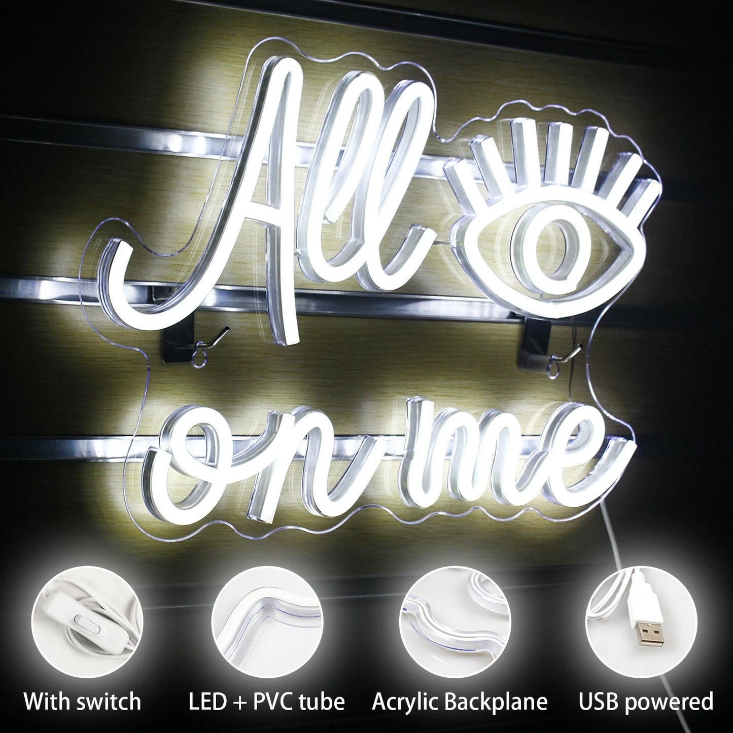 All Eyes on Me 5V Mini USB LED Neon Sign - Budget Friendly