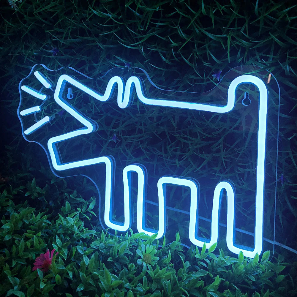 Haukkuvan koiran ääriviiva – LED-neonkyltti (5 V USB)